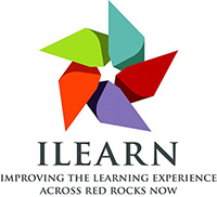 ILEARN Logo - a five-pointed pinwheel with "Improving the Learning Experience Across Red Rocks Now" printed below it