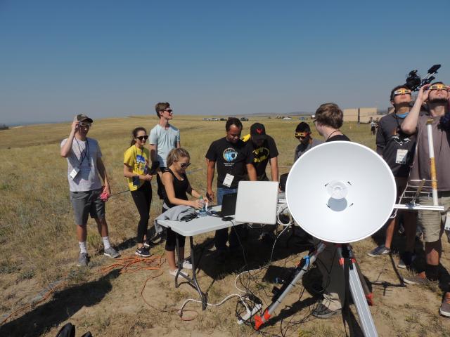 Colorado Eclipse Live Stream Project team members working on the receiver