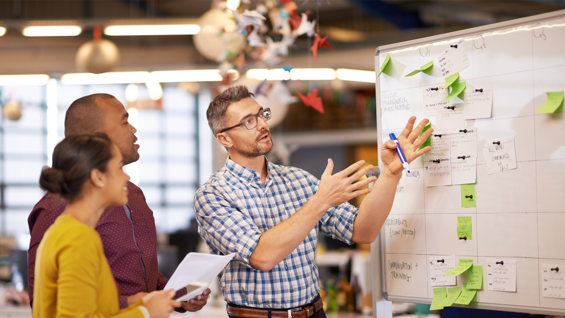 People working together on a whiteboard