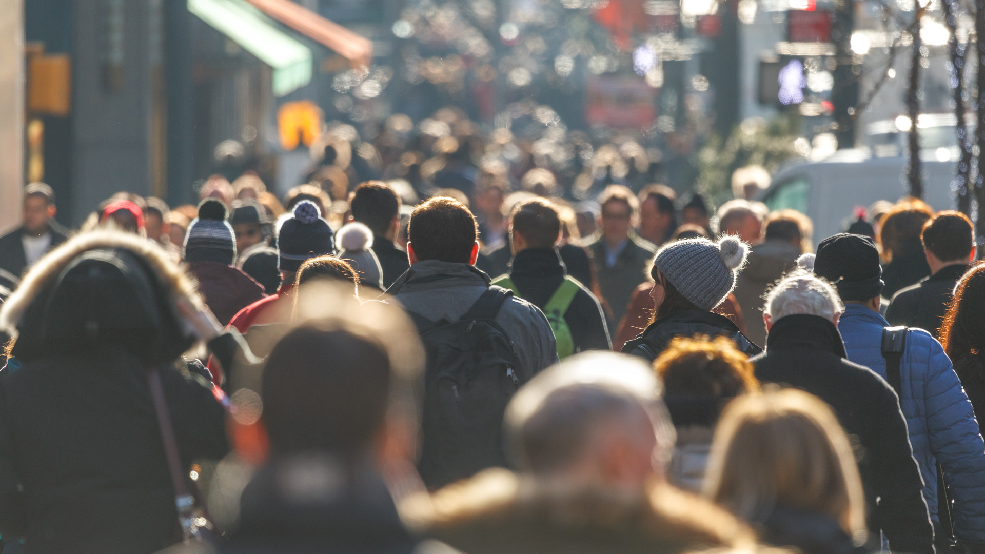 crowded city sidewalk