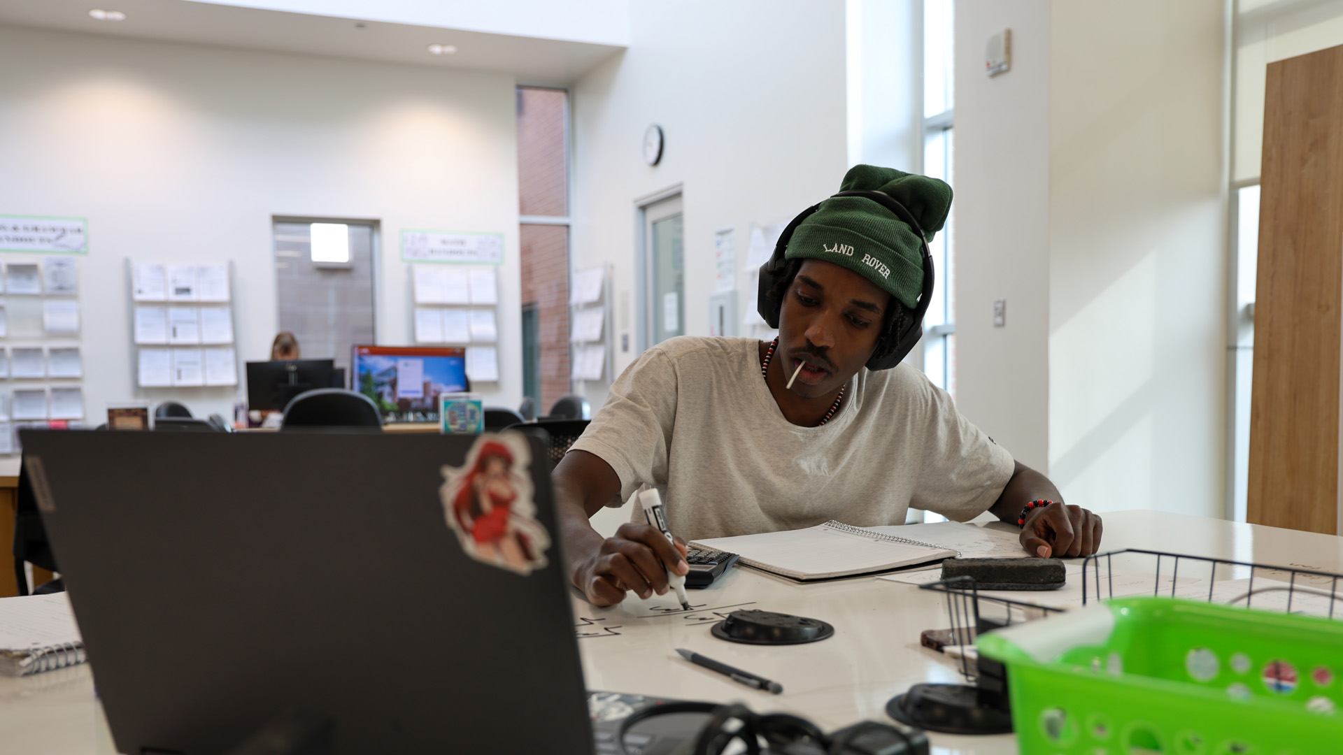 male student studying