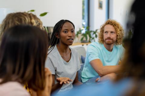 group of people talking