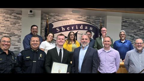 Students pose with RRCC and Sheridan city leaders