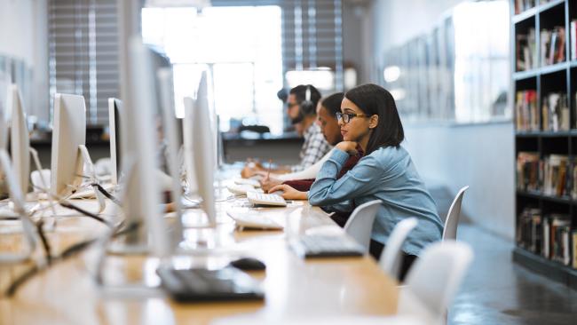 student using computer