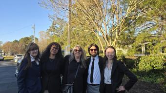 RRCC students with their advisor posing in trip at nationals