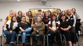 School leaders with students group photo