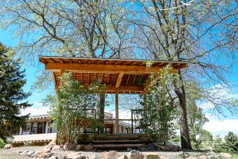 Wooden gazebo outdoors