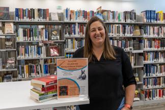Professor Courtney Osborne in the Library