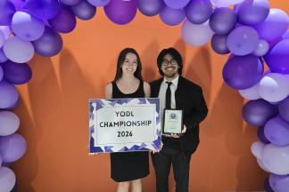 Janessa and Steven under balloons