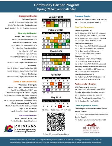 Community Partner Program Spring 2024 Event Calendar